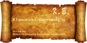 Klenoczki Barnabás névjegykártya
