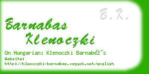 barnabas klenoczki business card